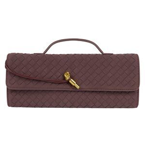 8133 Woven Purse Evening Clutch Woven Leather Handbags Red Suede Crossbody